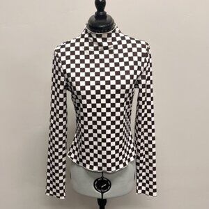 Dressed in LALA Black and White Checkered Long Sleeve Top